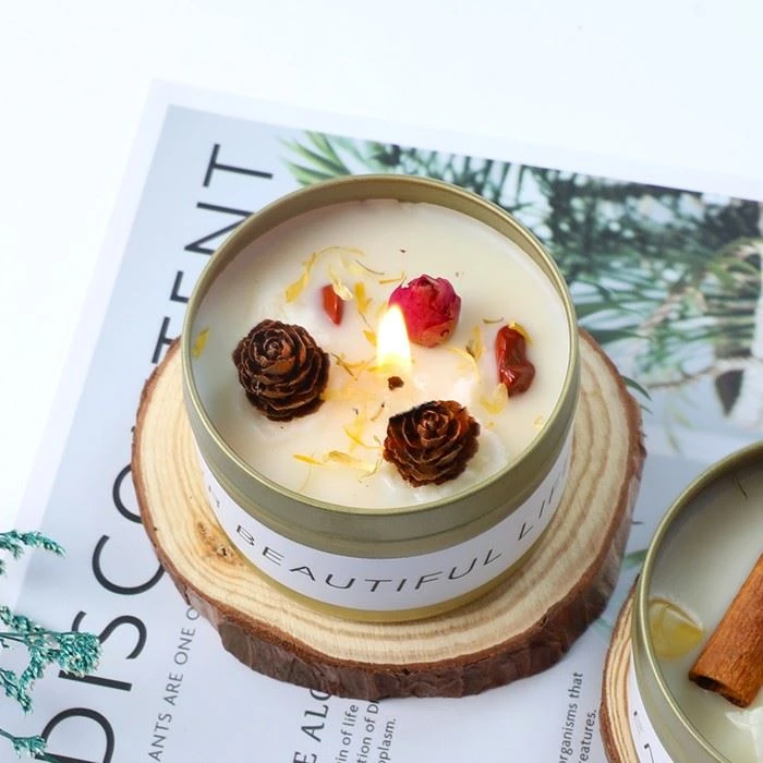 Scented Candle With Dried Flowers